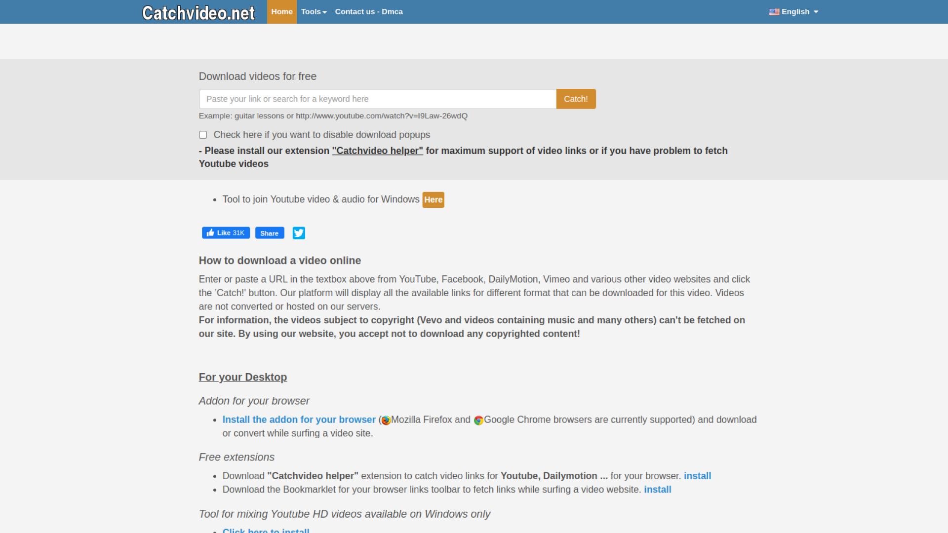 Catchvideo - ওয়েব ব্রাউজারে ভিডিও ডাউনলোডের সহজ উপায়