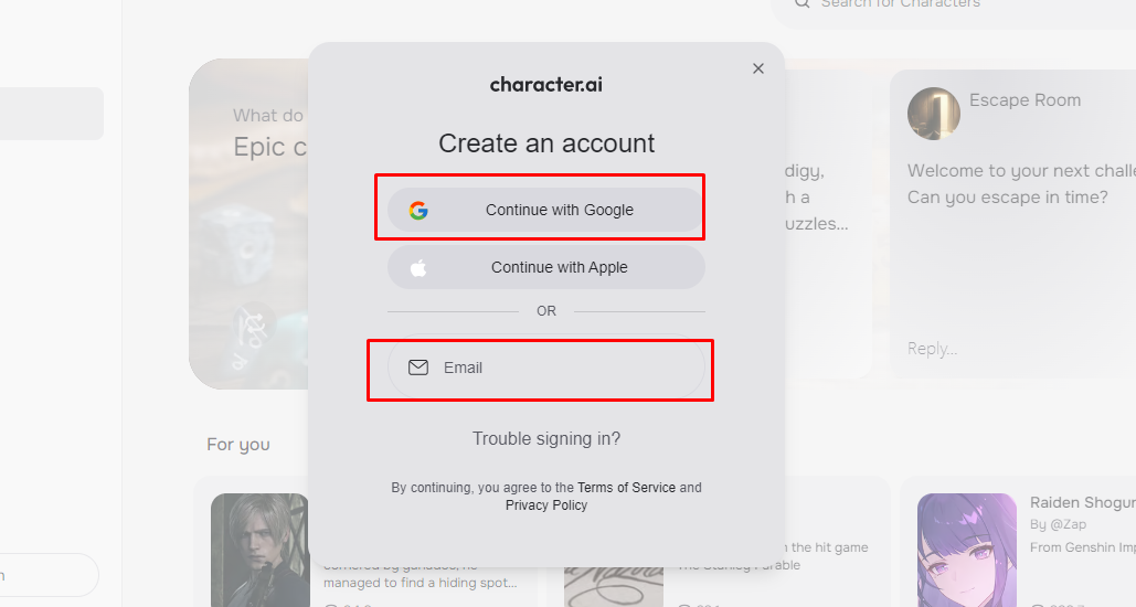 ইমেইল অথবা সরাসরি গুগল একাউন্ট দিয়ে সাইন আপ