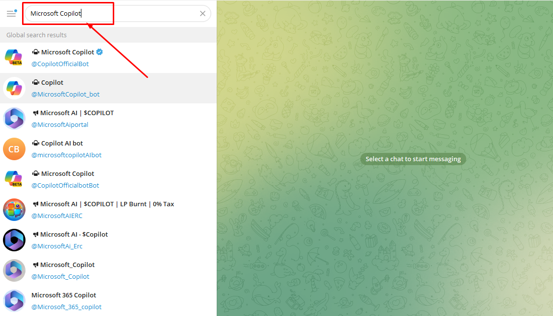 টেলিগ্রামে Microsoft Copilot