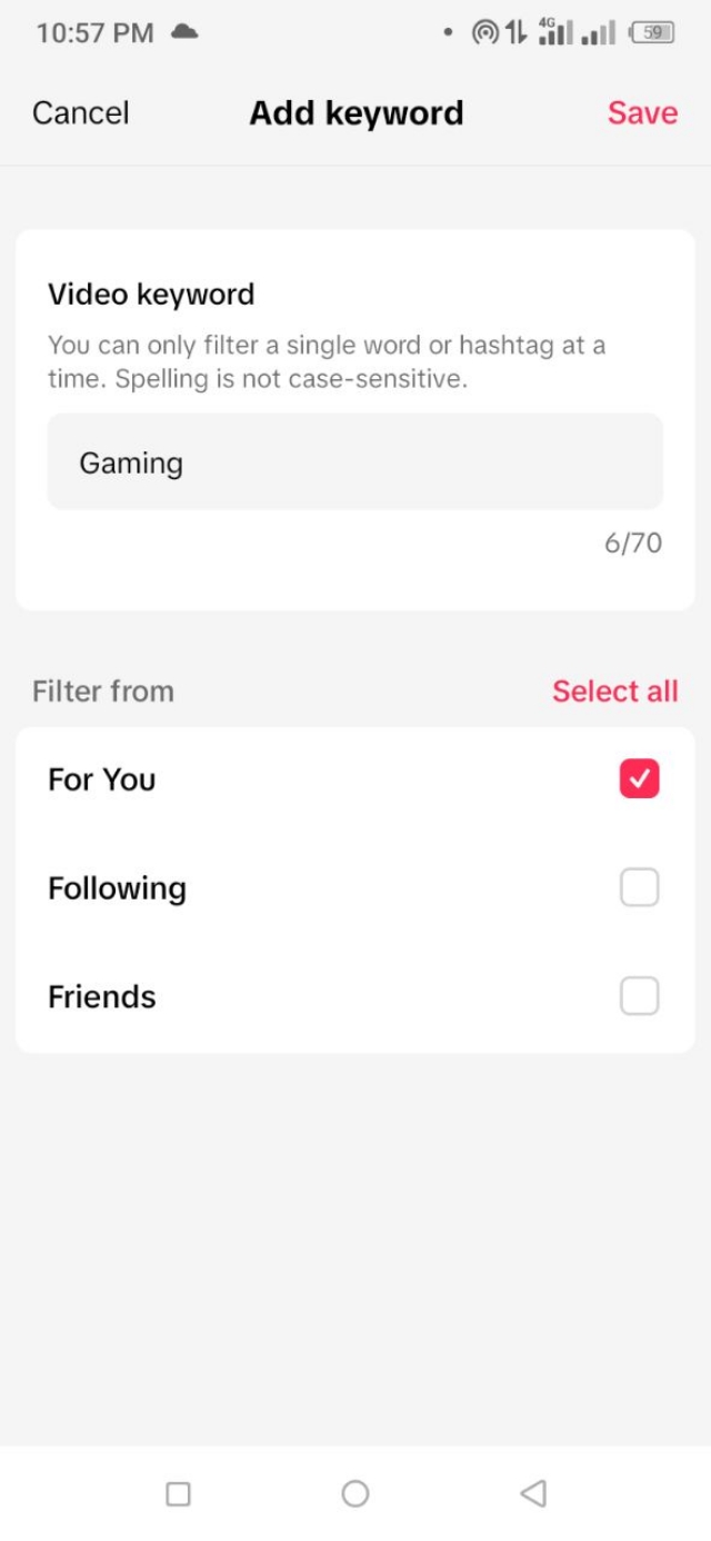 For You পেজ, Following, Friends, এবং/অথবা STEM পেজ থেকে TIkTok Video ফিল্টার
