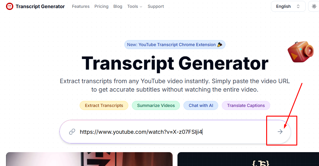 transcript generate button
