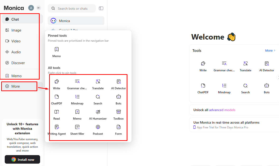 Chatting Drawing Graphics Video Audio ইত্যাদি Option