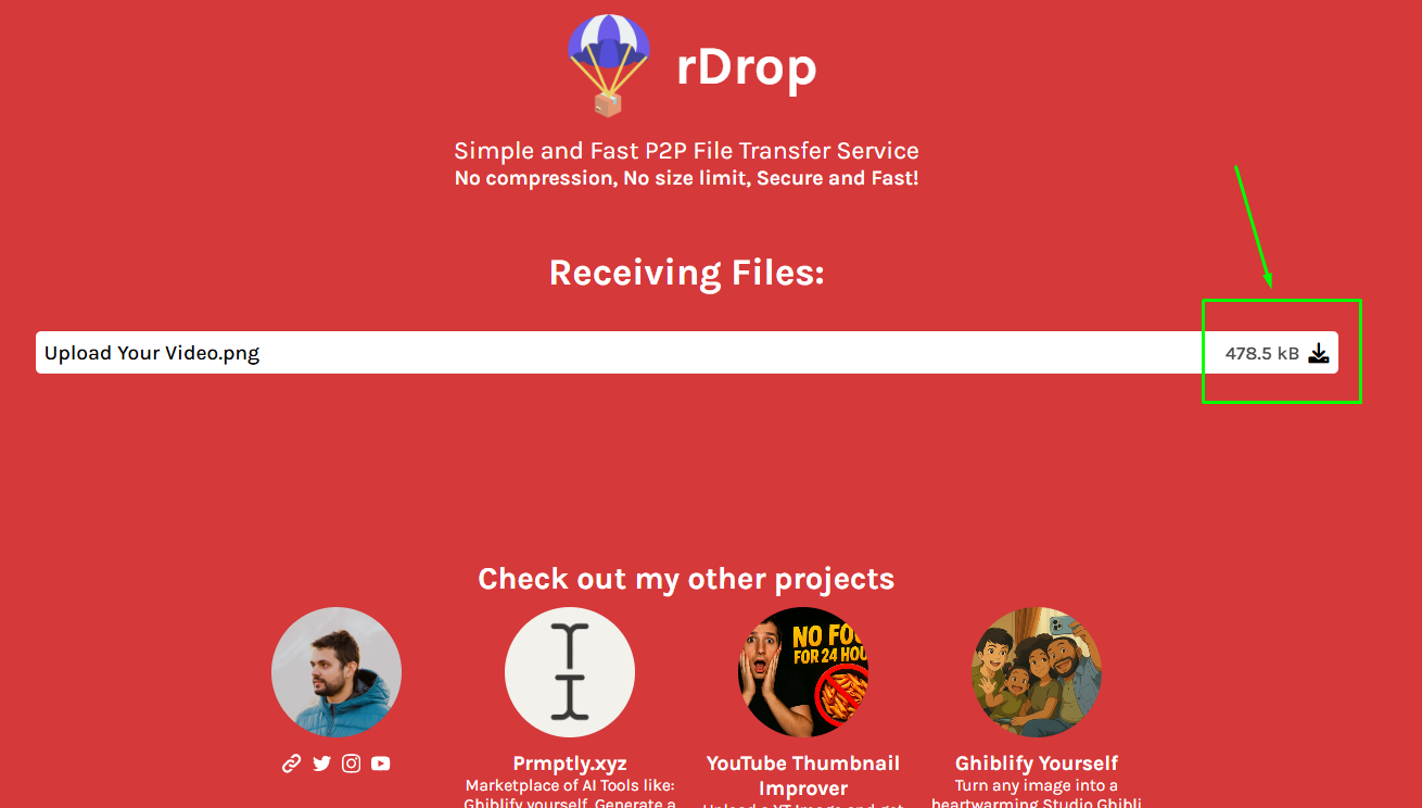 Transfer Completed হওয়ার পর Download Button