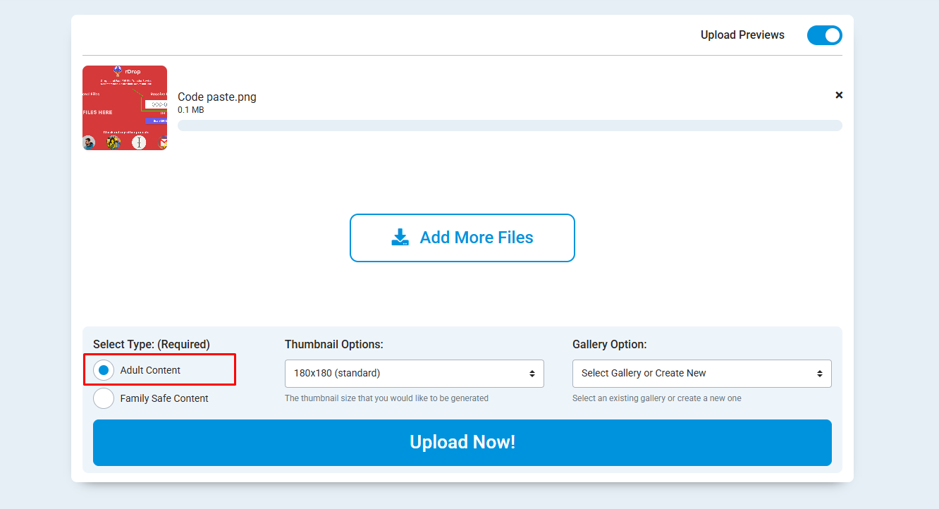 Content Type Select audult