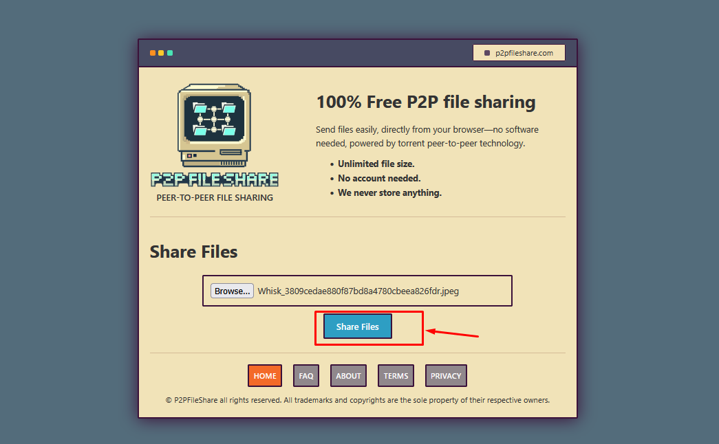 Share Files Button এ Click