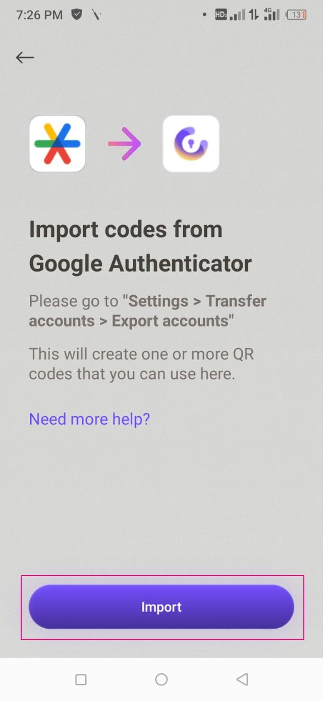 Data Import from google Athunticator
