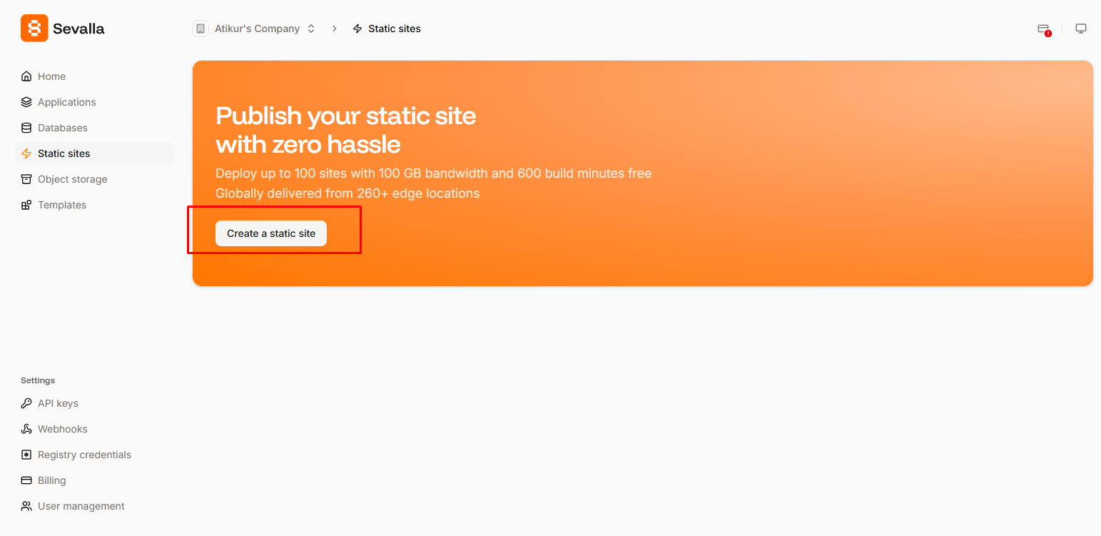 Add a static site