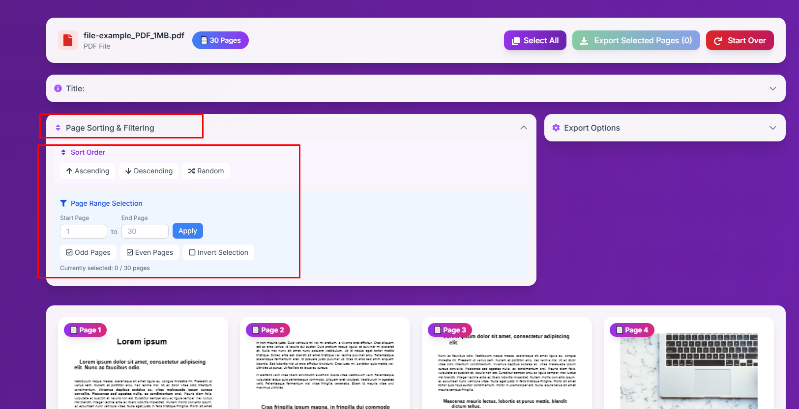 page গুলো extract