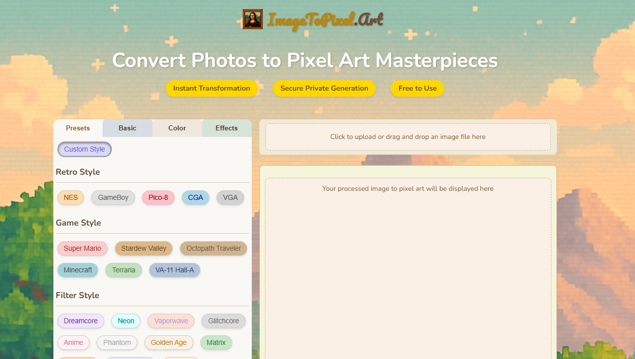 ImageToPixel.Art ওয়েবসাইট