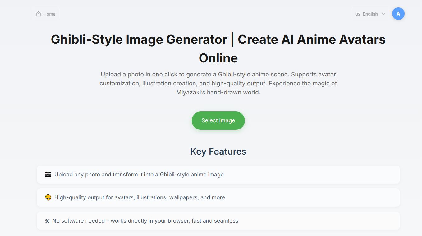 GhibliPhotos-এর ওয়েবসাইটে