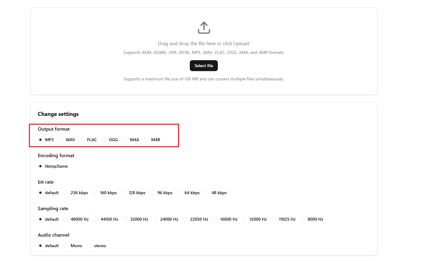 Output Format Select