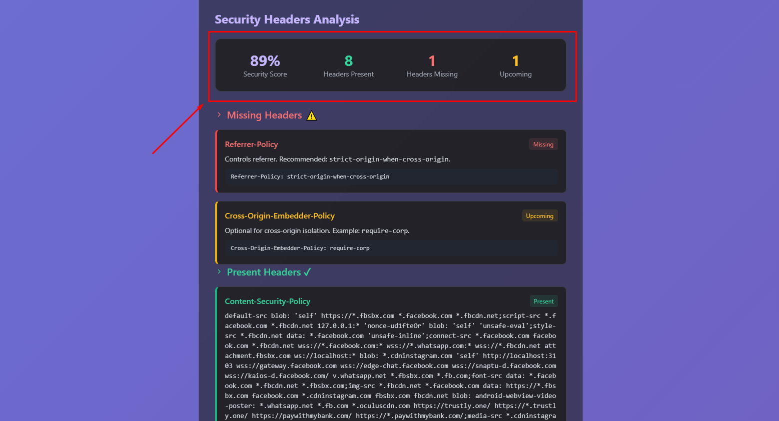 website check result