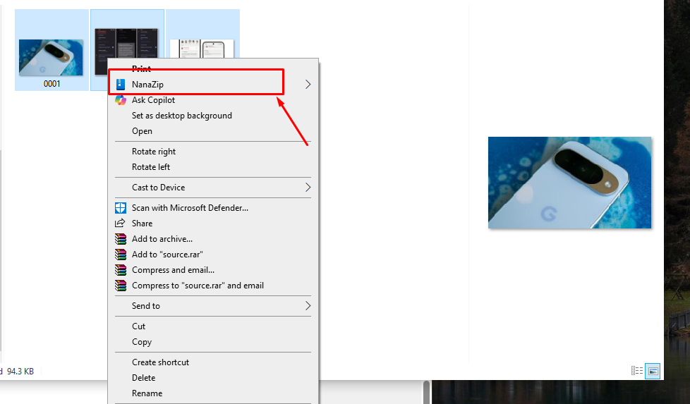 Selected File গুলোর ওপর Right-Click