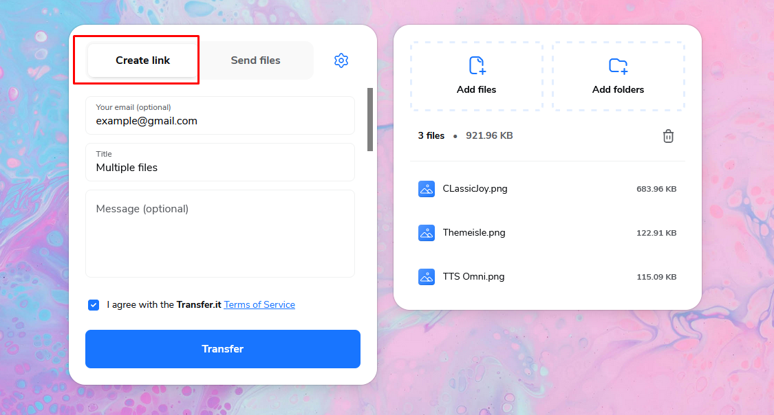 Select Sharing Option