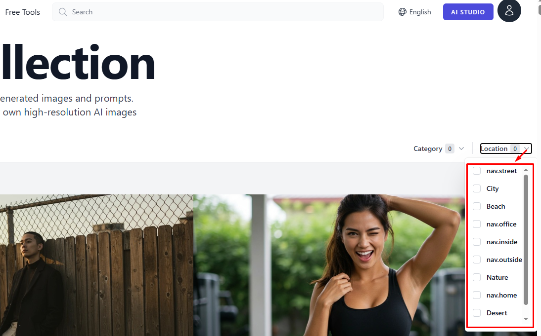 CGFaces এ Location অনুযায়ী ছবি Filter