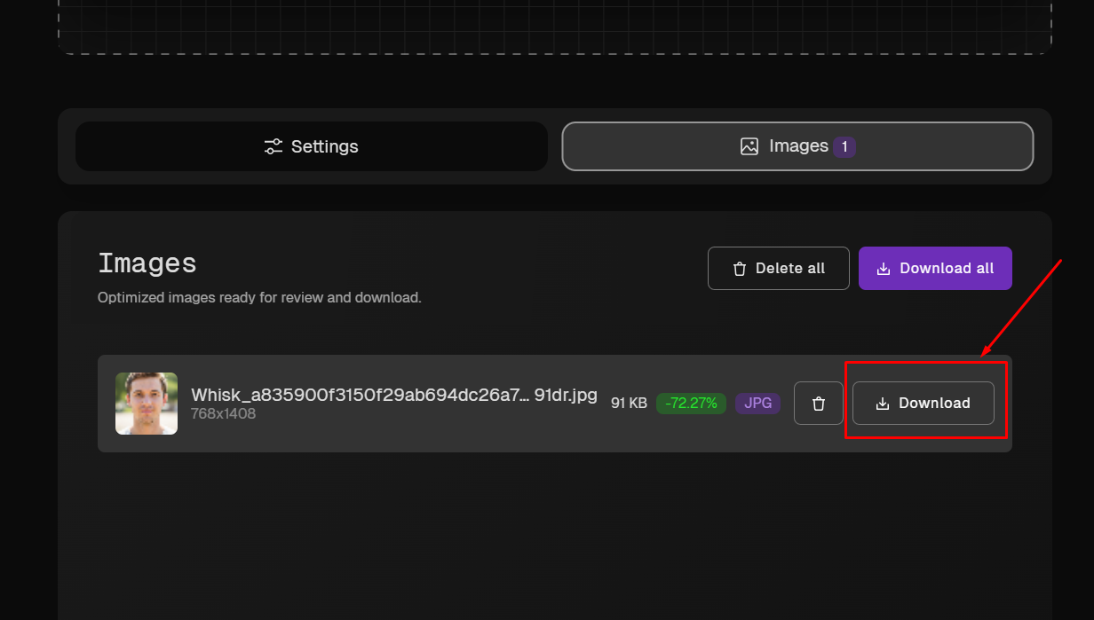 Download Your Optimized Image