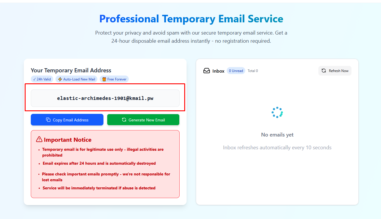 Kmail-এর Temporary Mailbox
