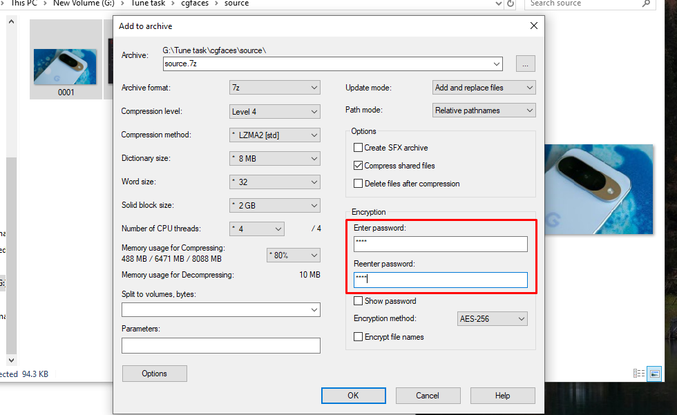 Password Option এ Password
