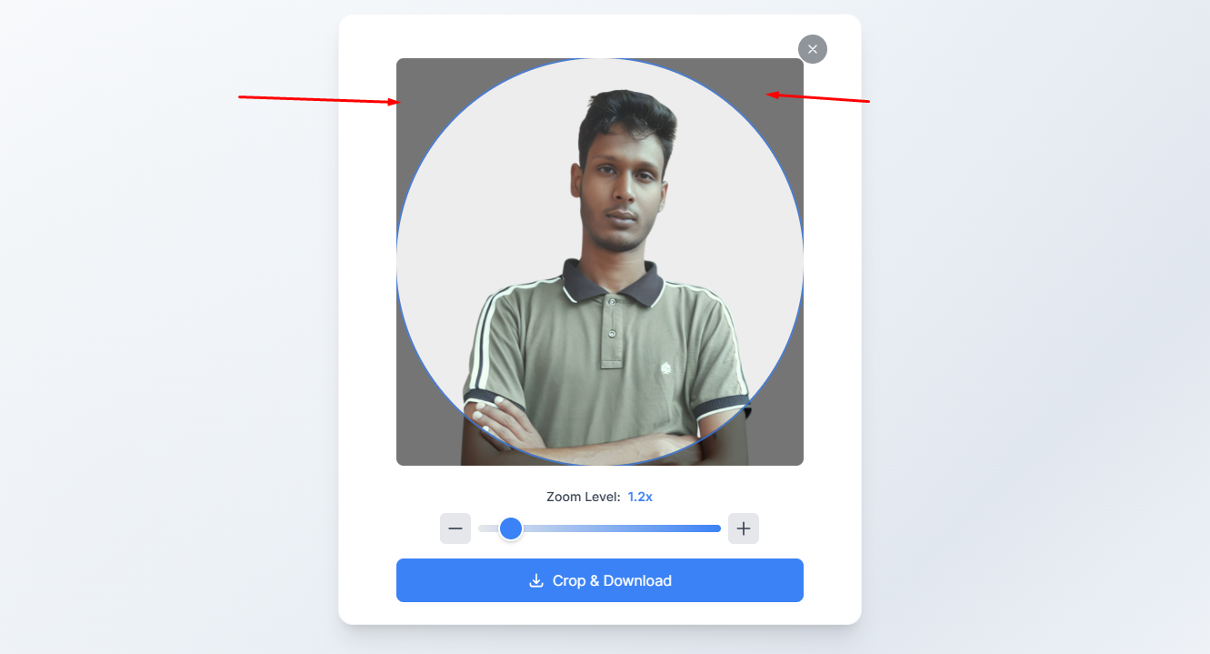 Circle এর ভিতরের অংশ Crop করা