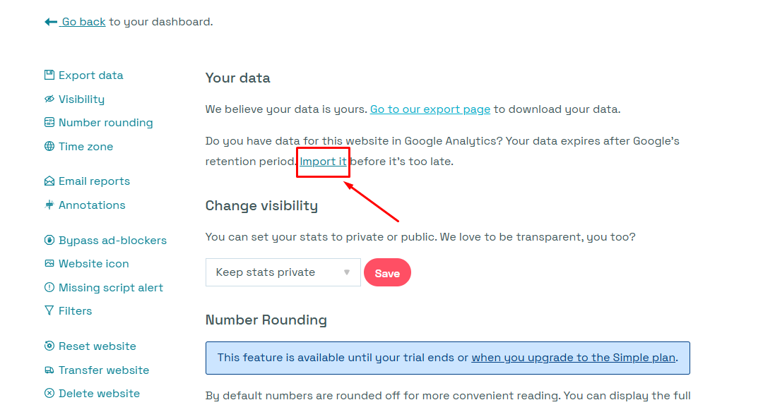 Google Analytics থেকে Data Import