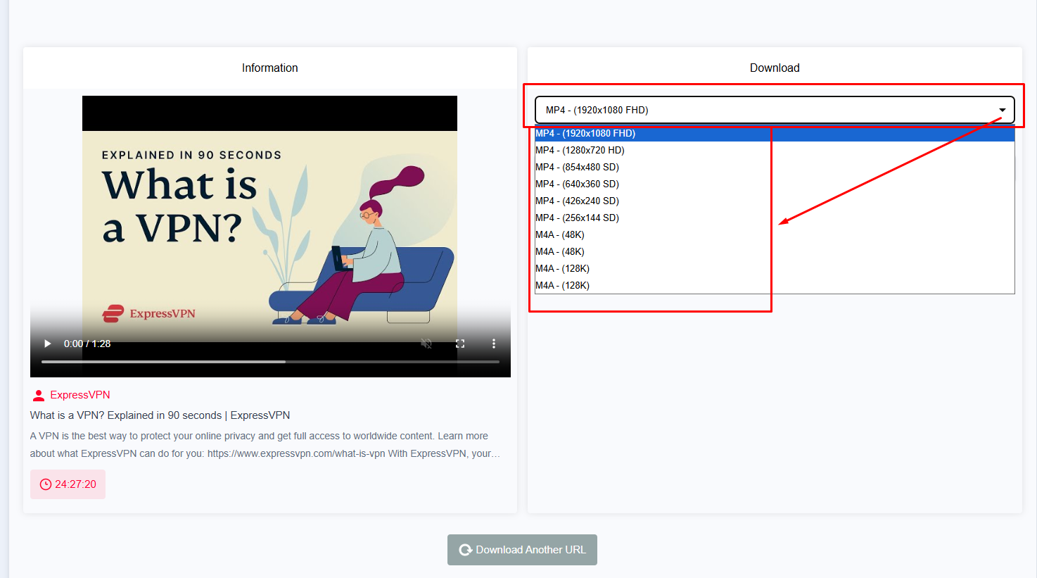 Download Option থেকে আপনার পছন্দের Format