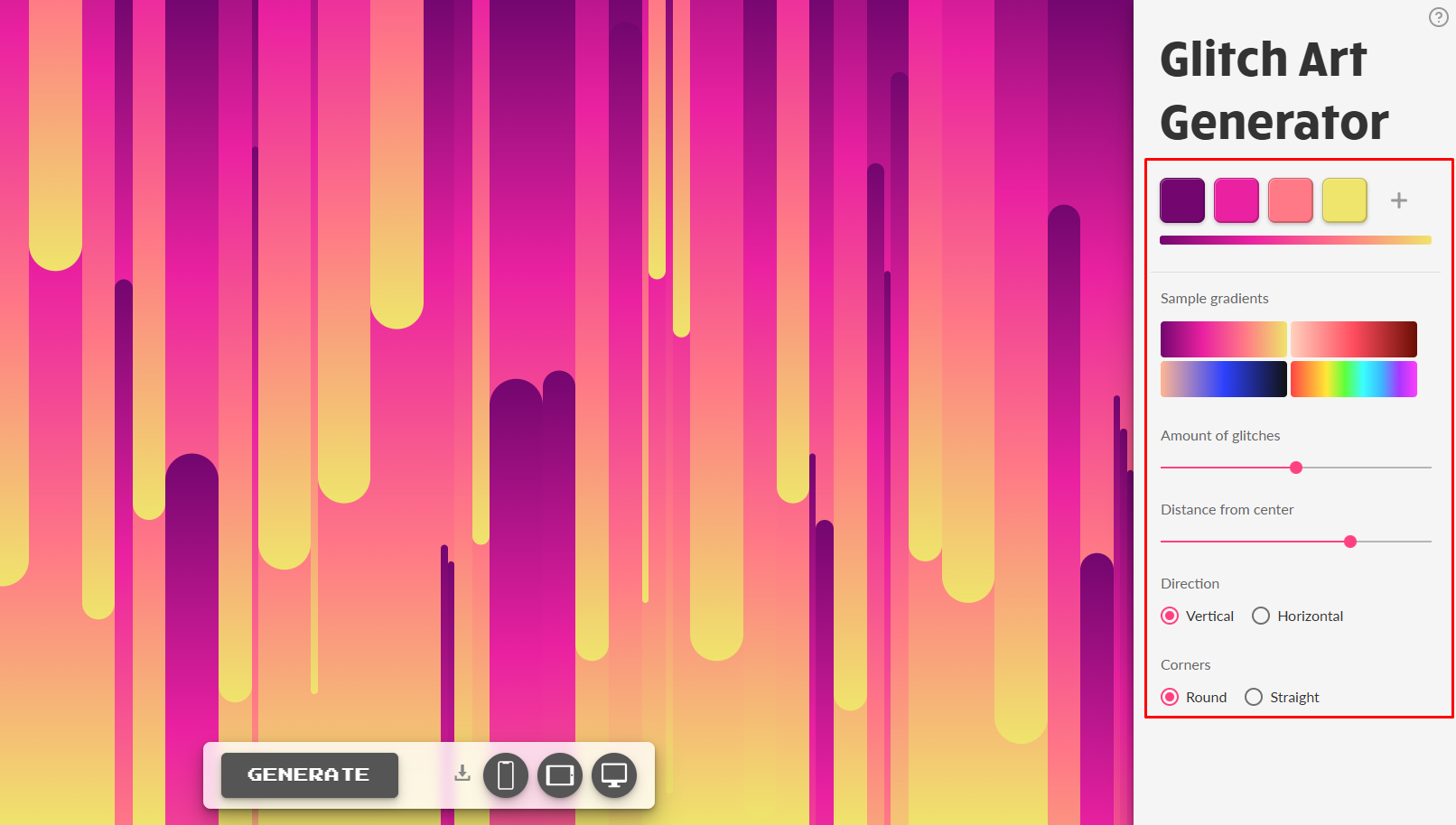 Glitch Art Generator-এর Website