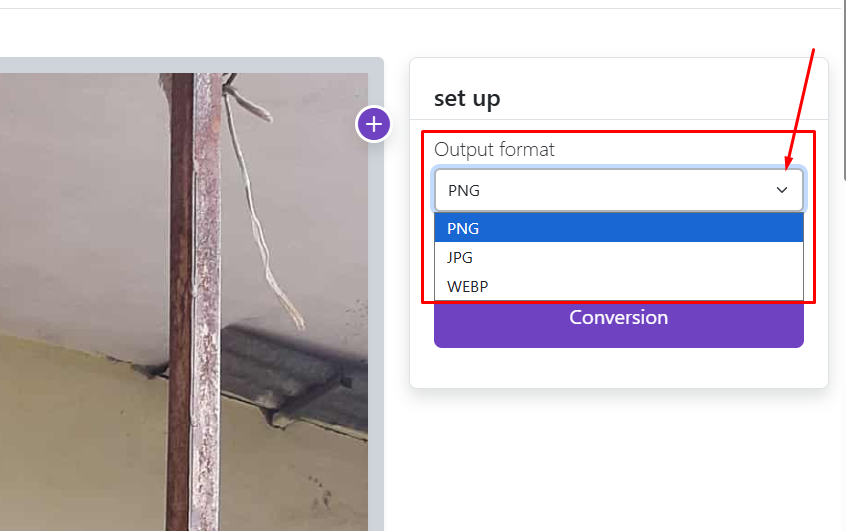 Output Format select