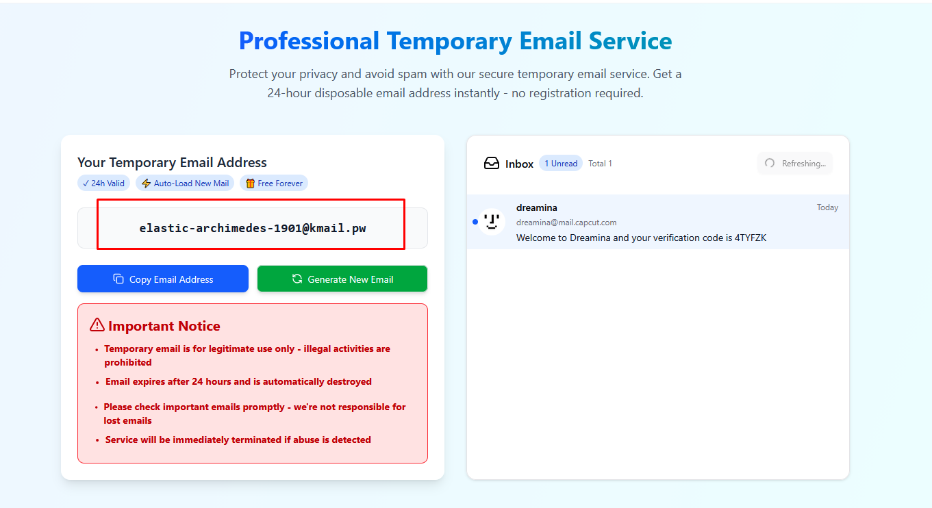 Automatically একটি Random, Temporary Email Address