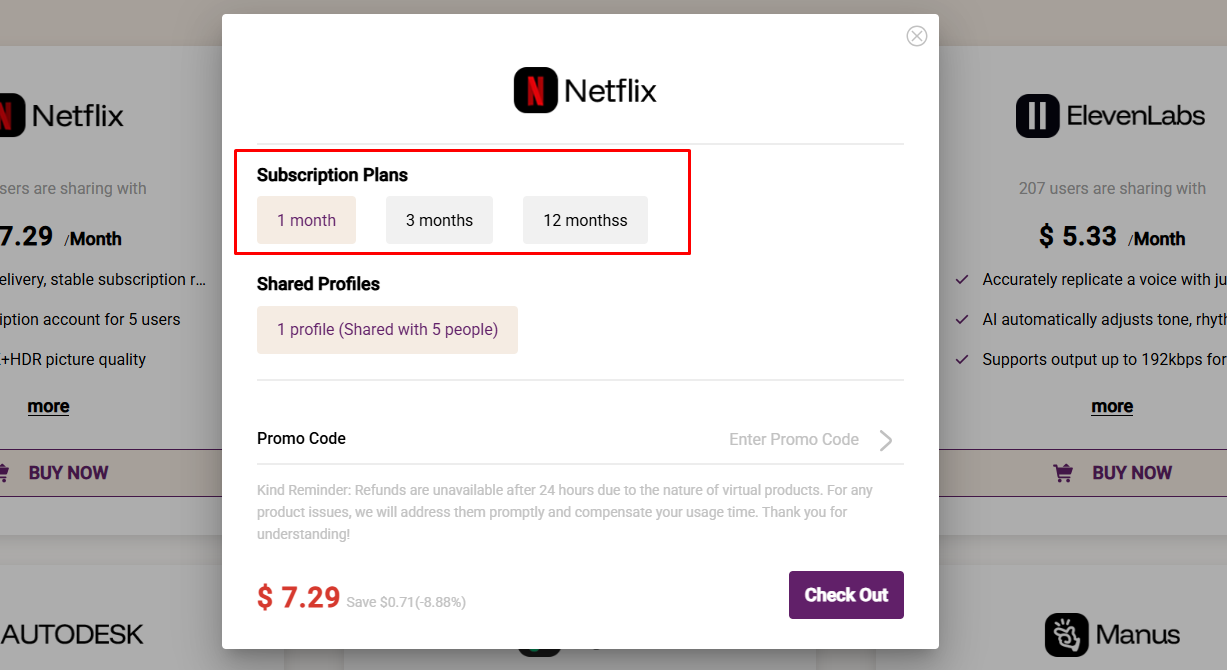 Subscription Period Select