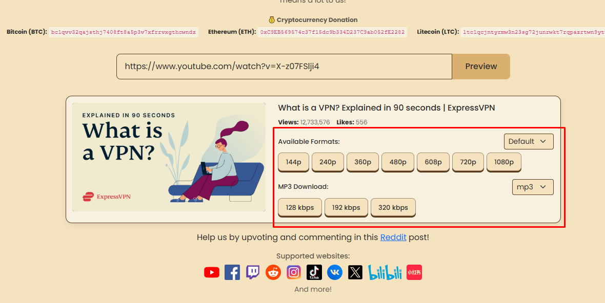 Download করার জন্য Format Select