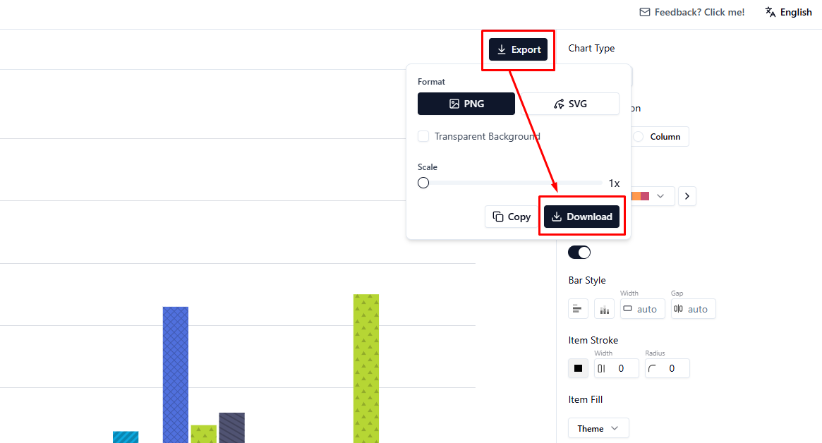 Export Option-এ Click করে ডাউনলোড