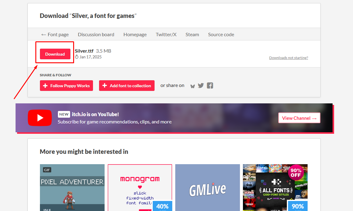 Silver.ttf ফাইলটির ডাউনলোড Link