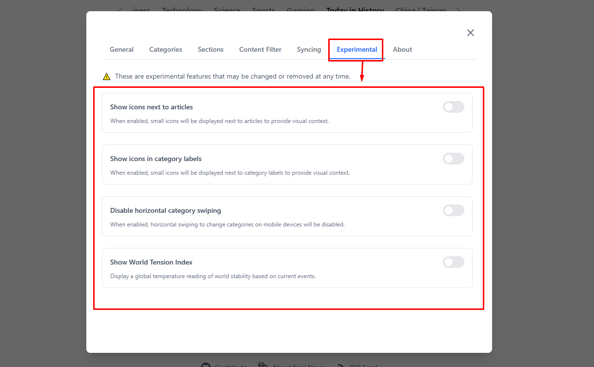 Experimental FEATURE