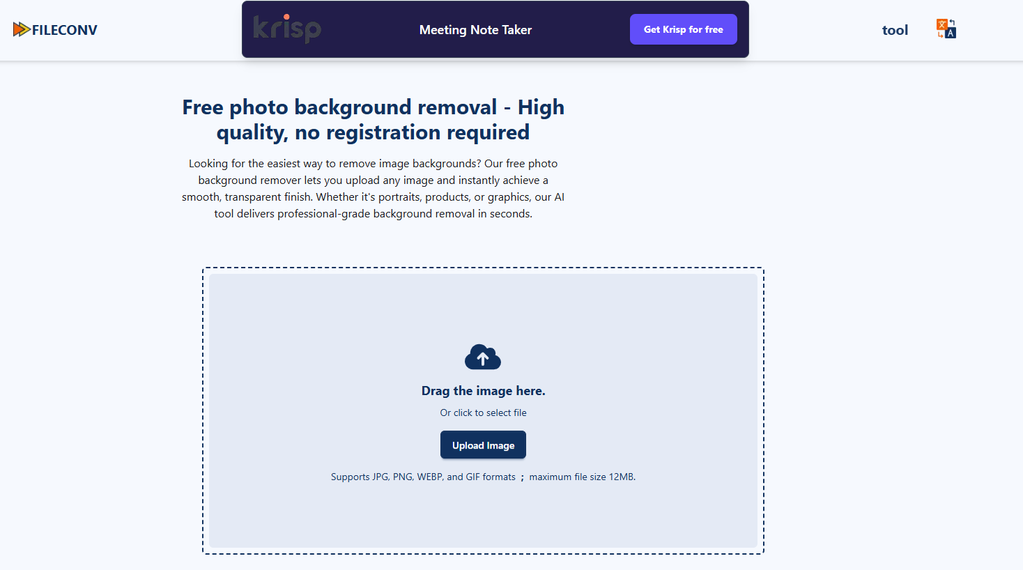 FileConv এর ওয়েবসাইটে