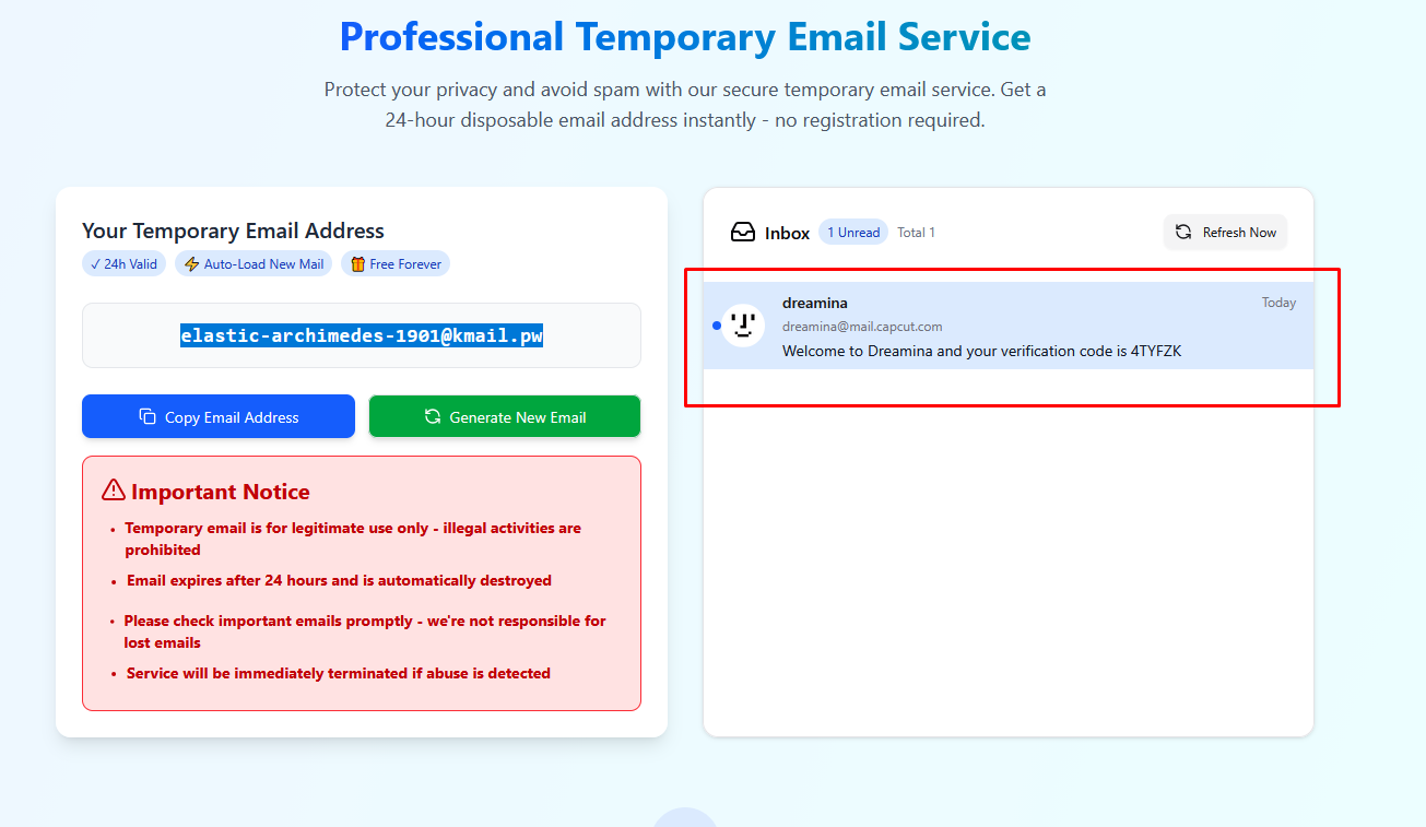 Temporary Mailbox Service