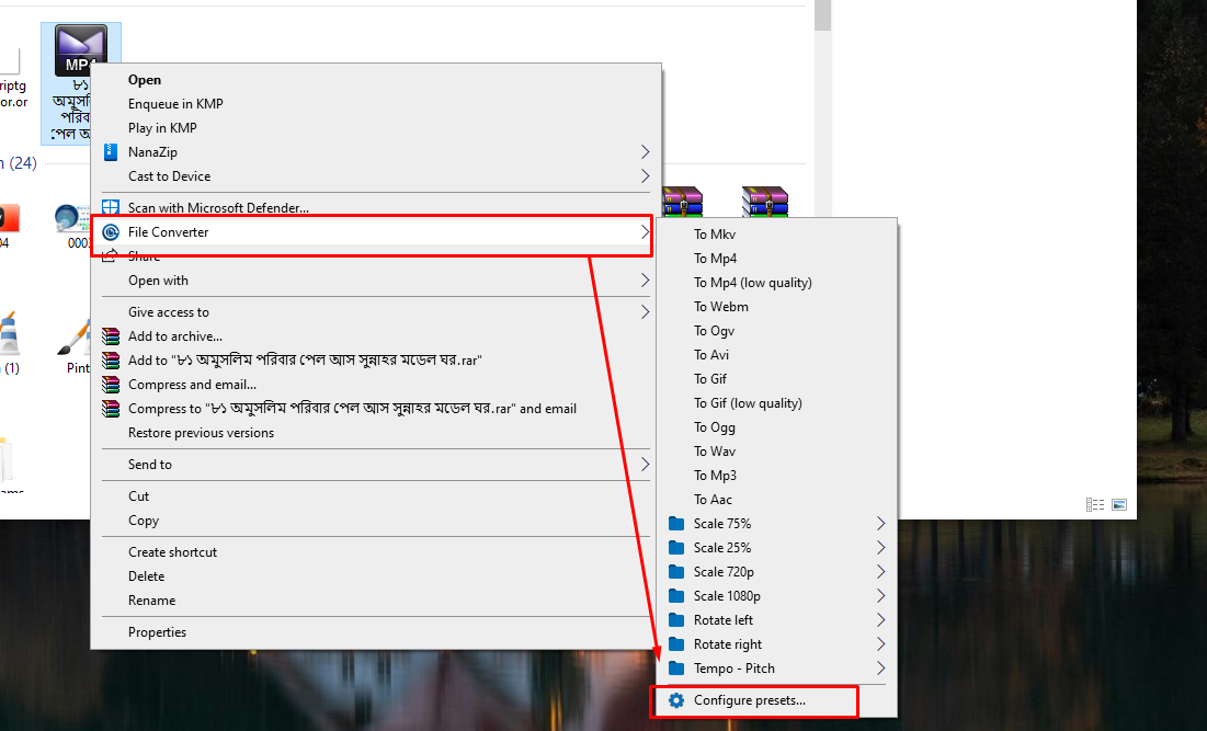 Configure Presets Option
