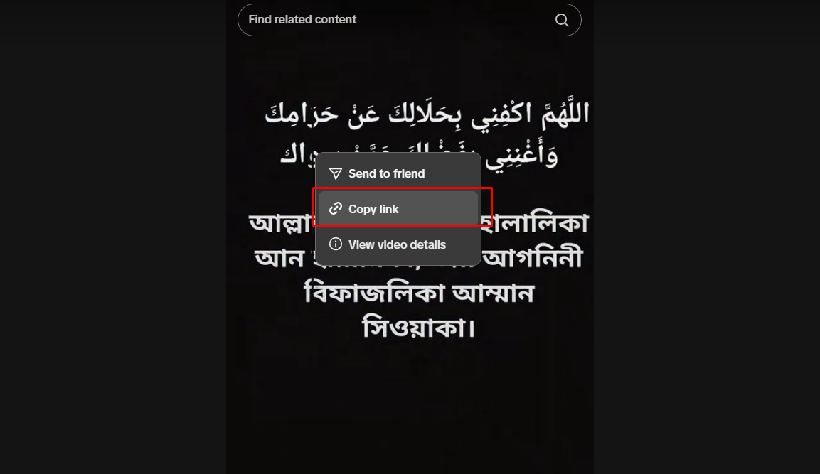 Tiktok video link copy