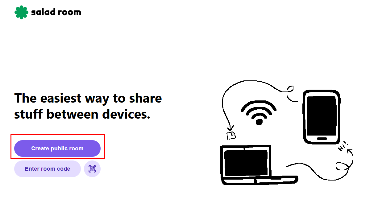 Create public room বাটন
