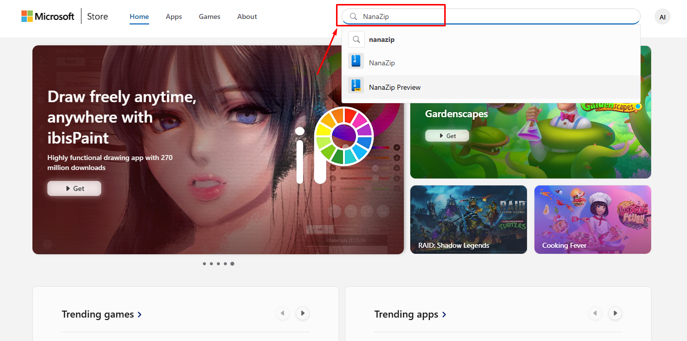 NanaZip লিখে Search