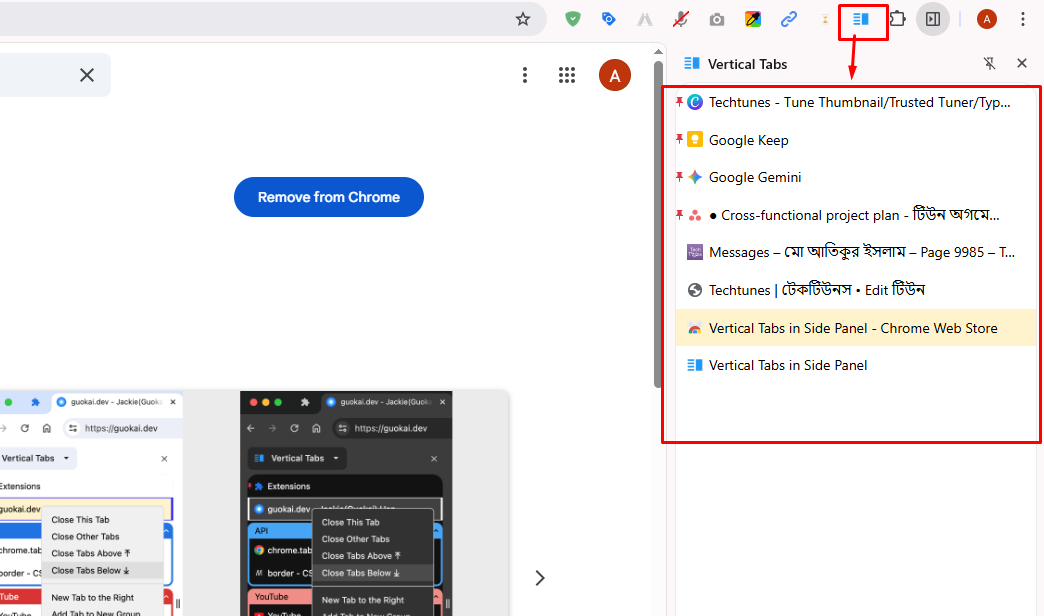 Vertical Tab Function