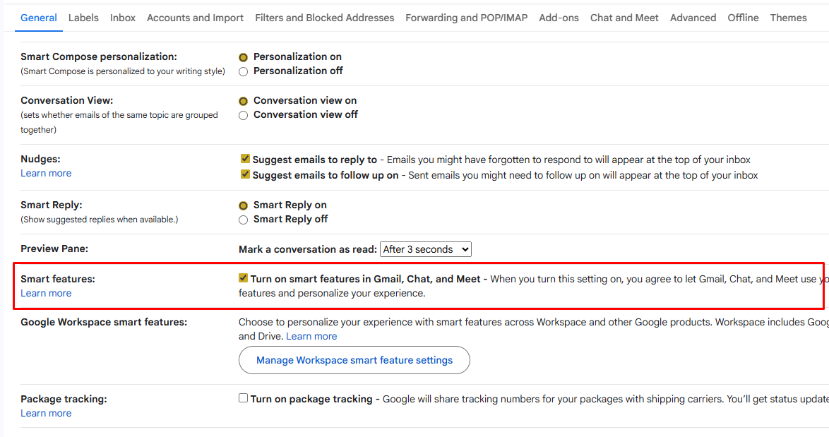 Smart Features Option