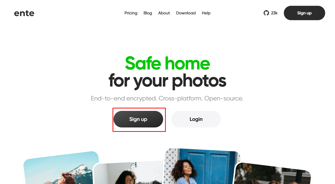 Ente Photos Account তৈরি