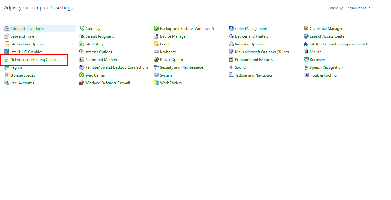 Network and Sharing Center