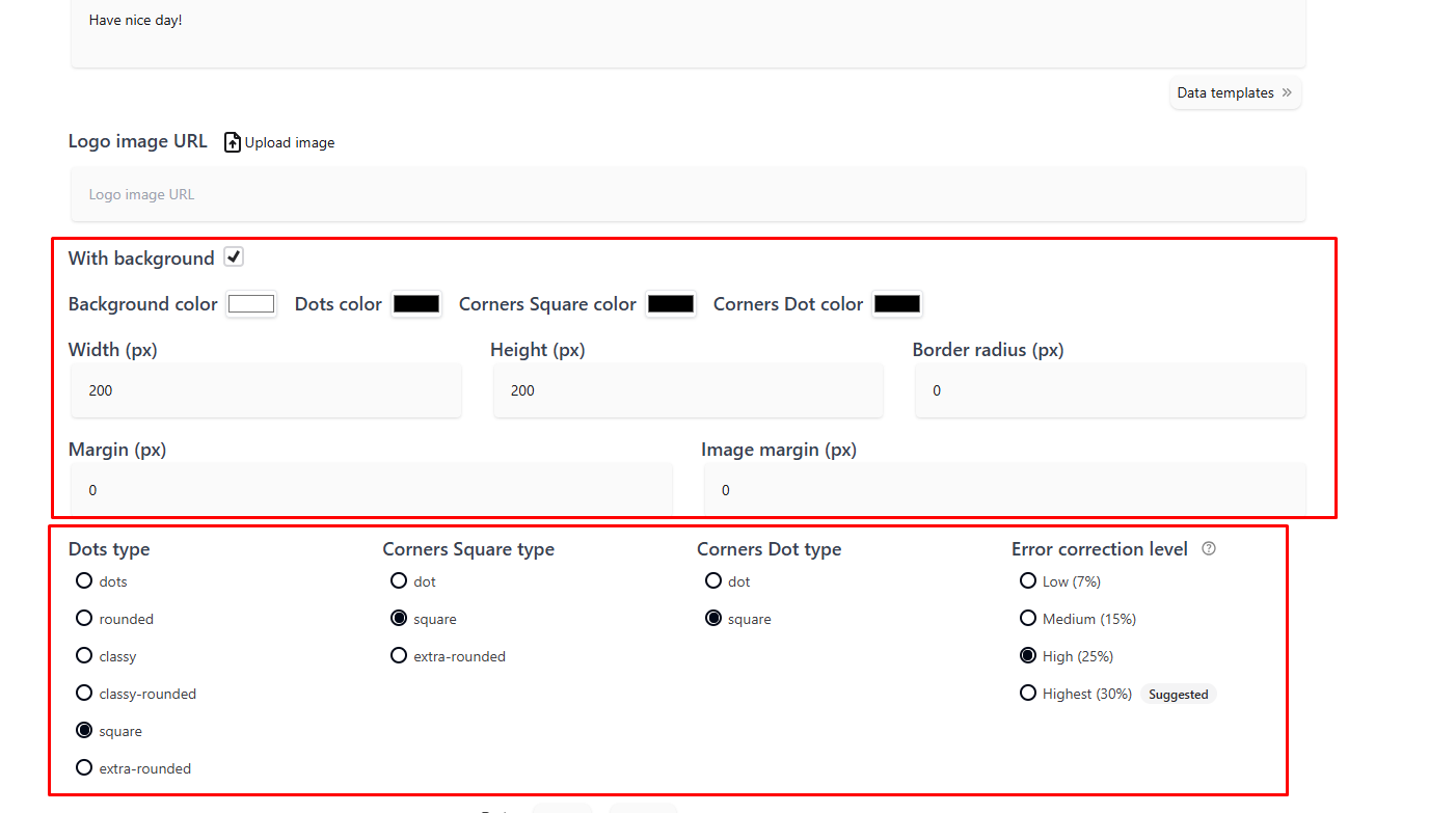 MiniQR-এ Customisation
