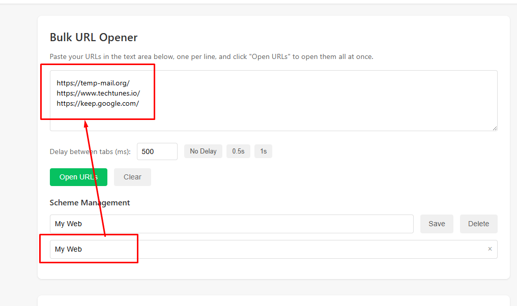 Link গুলো Text Area তে Load