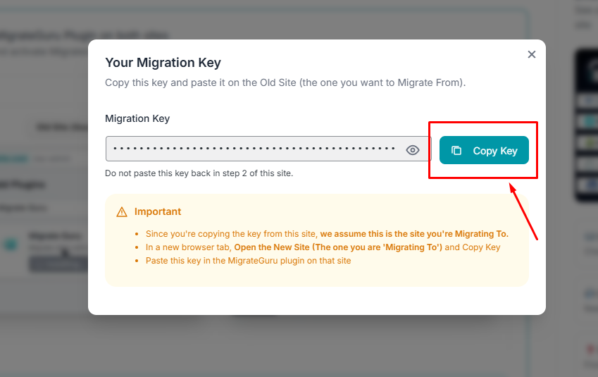 Migration Key copy