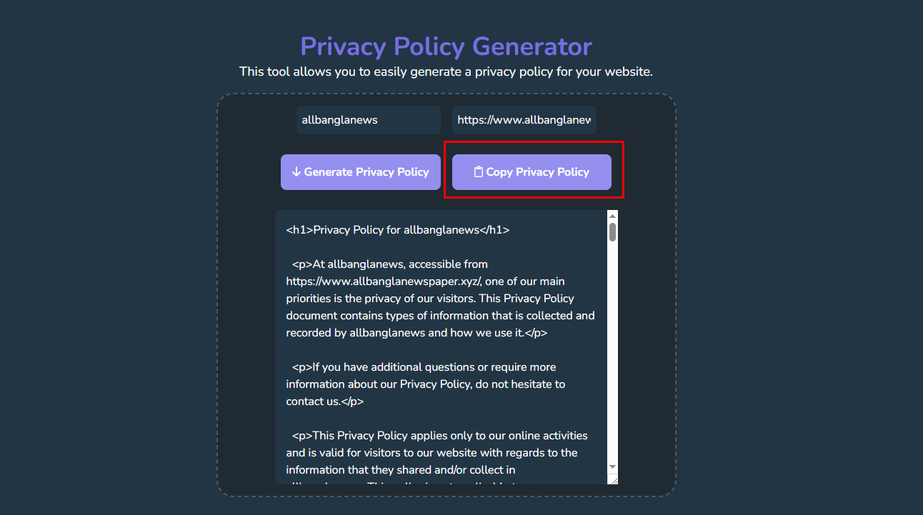 Copy Privacy Policy