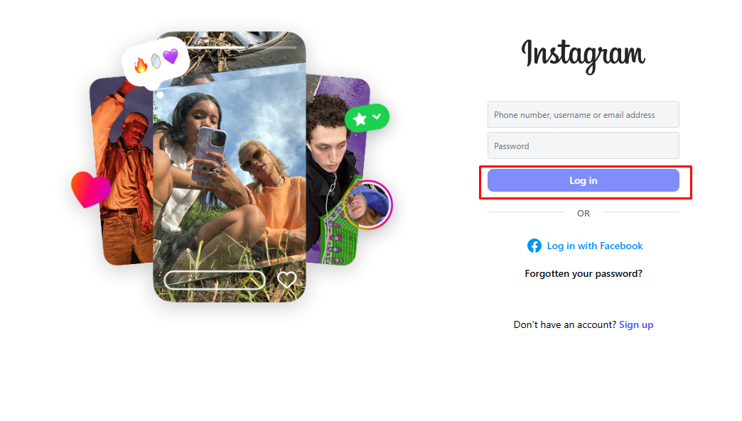 Instagram অ্যাকাউন্টে Log In