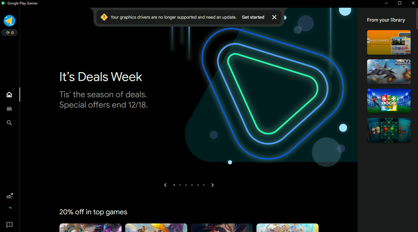 Google Play Games PC App Open