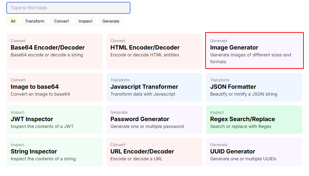 Image Generator Tool টি Select